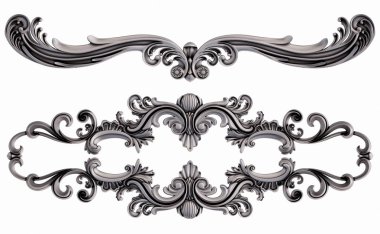 Beyaz arka planda Crome süsleme segmentleri kusursuz desen. Lüks oymacılık. İzole edilmiş