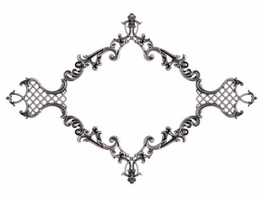 Beyaz arka planda Crome süsleme segmentleri kusursuz desen. Lüks oymacılık. İzole edilmiş