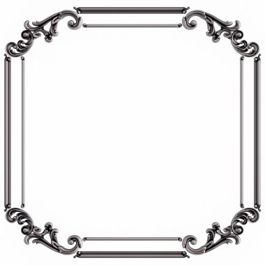 Beyaz arka planda Crome süsleme segmentleri kusursuz desen. Lüks oymacılık. İzole edilmiş