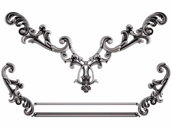 Crome ornamentale Segmente nahtloses Muster auf weißem Hintergrund. Luxus-Schnitzdekoration. isoliert — Stockfoto