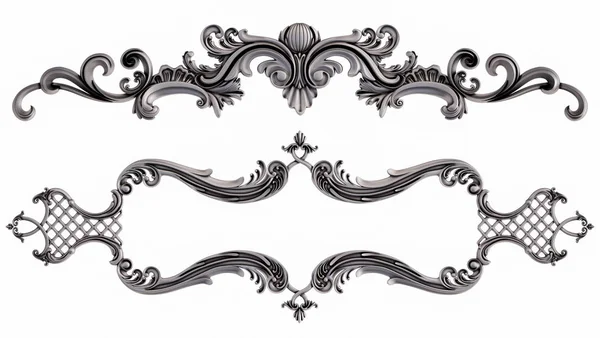 Cromo segmenti ornamentali modello senza soluzione di continuità su uno sfondo bianco. decorazione intaglio di lusso. Isolato — Foto Stock