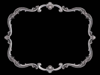 Siyah bir arka plan üzerinde krom süsleme. İzole