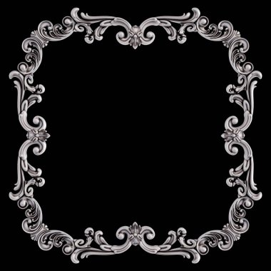 Siyah bir arka plan üzerinde krom süsleme. İzole