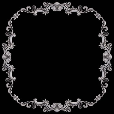 Siyah bir arka plan üzerinde krom süsleme. İzole