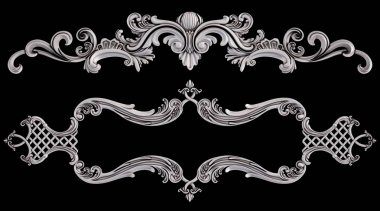 Siyah bir arka plan üzerinde krom süsleme. İzole