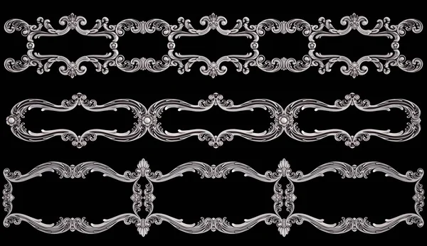 Chrome ornament on a black background. Isolated — Stock Photo, Image