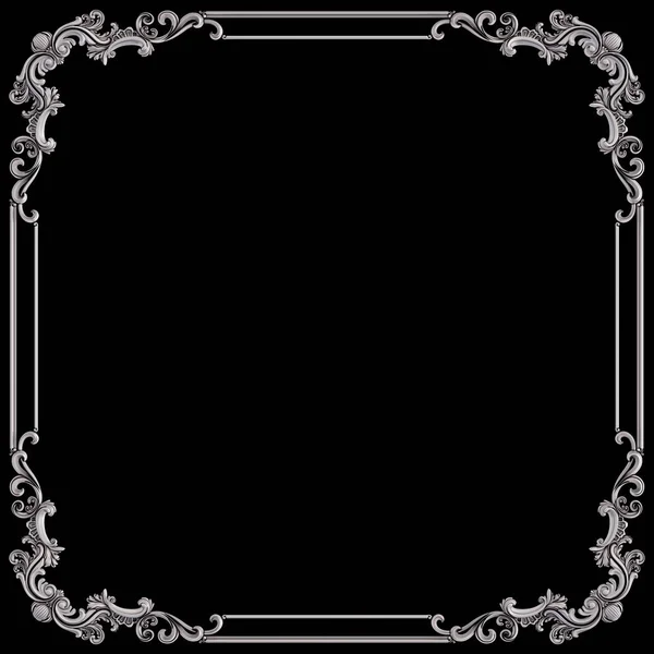 Ornamento cromato su sfondo nero. Isolato — Foto Stock