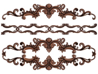 Ahşap süsleme beyaz zemin üzerinde. İzole