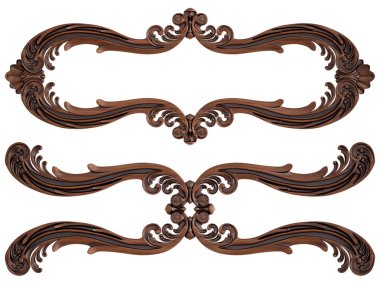 Ahşap süsleme beyaz zemin üzerinde. İzole