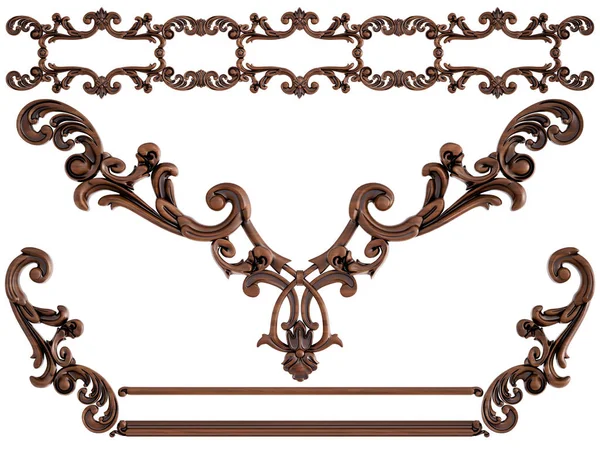 Ornamento in legno su sfondo bianco. Isolato — Foto Stock