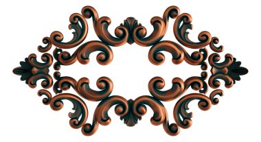 Beyaz arka planda yeşil işlemeli bakır süsleme koleksiyonu. İzole edilmiş