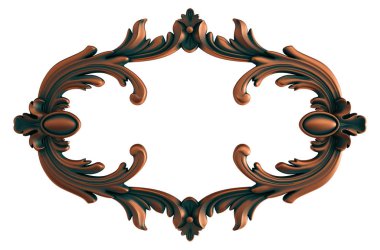 Beyaz arka planda yeşil işlemeli bakır süsleme koleksiyonu. İzole edilmiş