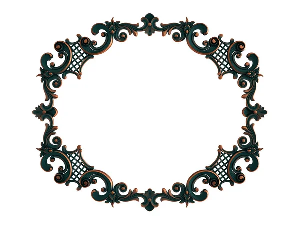 Marco de cobre segmentos ornamentales patrón sin costura sobre un fondo blanco. decoración de talla de lujo. Fondo negro aislado. Aislado — Foto de Stock