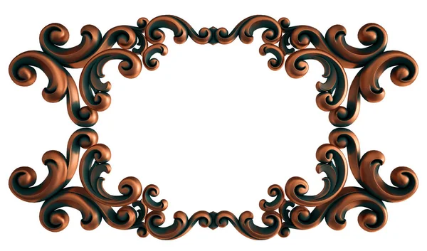 Copper frame ornamental segments seamless pattern on a white background. luxury carving decoration. Isolated black background. Isolated — Stock Photo, Image