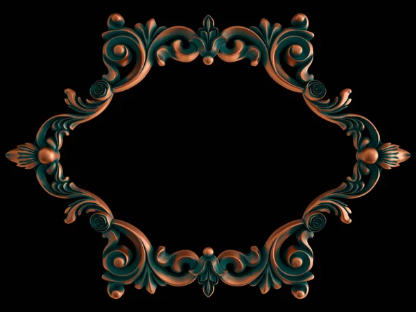 Marco de cobre segmentos ornamentales patrón sin costura sobre un fondo blanco. decoración de talla de lujo. Fondo negro aislado. Aislado — Foto de Stock