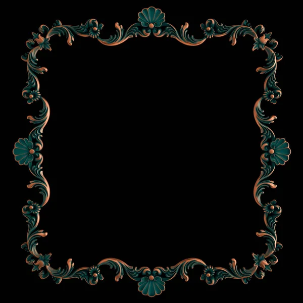 Copper frame ornamental segments seamless pattern on a white background. luxury carving decoration. Isolated black background. Isolated — Stockfoto