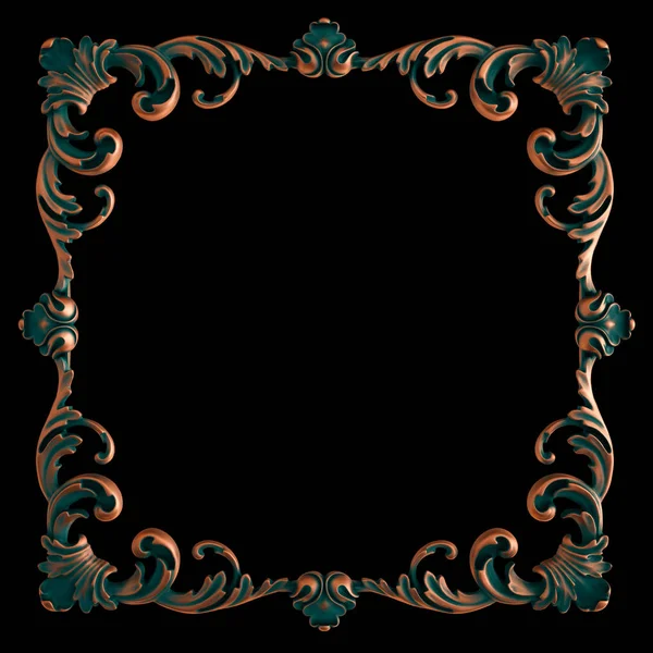 Koper frame decoratieve segmenten naadloos patroon op een witte achtergrond. luxe snijwerk decoratie. Geïsoleerde zwarte achtergrond. geïsoleerd — Stockfoto