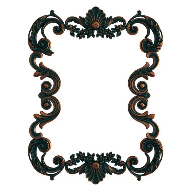 Copper frame ornamental segments seamless pattern on a white background. luxury carving decoration. Isolated