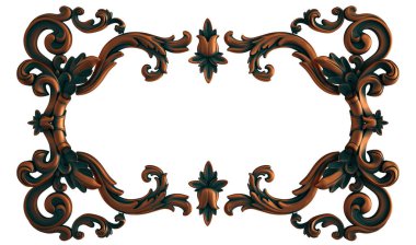 Copper frame ornamental segments seamless pattern on a white background. luxury carving decoration. Isolated