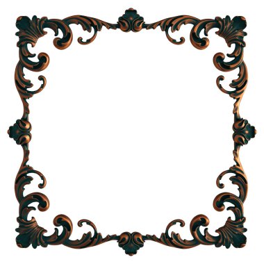 Copper frame ornamental segments seamless pattern on a white background. luxury carving decoration. Isolated