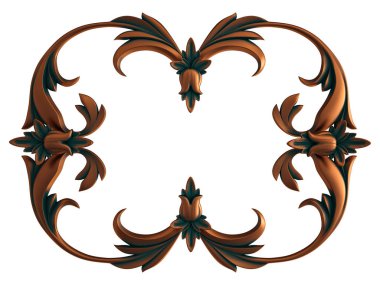 Copper frame ornamental segments seamless pattern on a white background. luxury carving decoration. Isolated