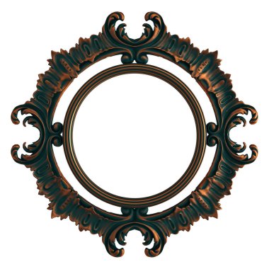 Copper frame ornamental segments seamless pattern on a white background. luxury carving decoration. Isolated