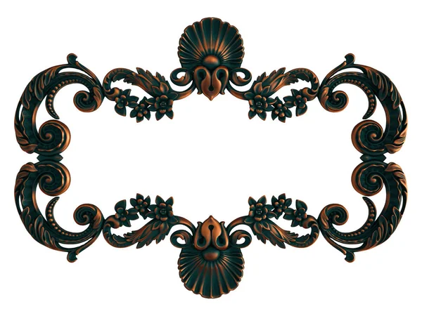 Marco de cobre segmentos ornamentales patrón sin costura sobre un fondo blanco. decoración de talla de lujo. Aislado —  Fotos de Stock