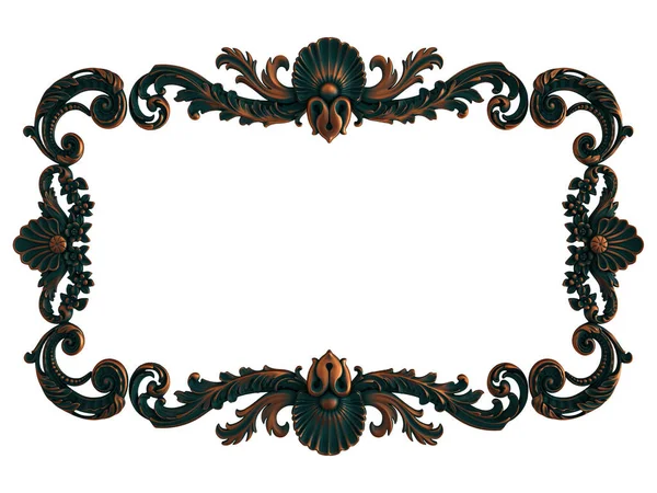 Koper frame decoratieve segmenten naadloos patroon op een witte achtergrond. luxe snijwerk decoratie. geïsoleerd — Stockfoto