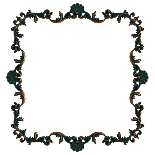 Copper frame ornamental segments seamless pattern on a white background. luxury carving decoration. Isolated — Stok fotoğraf