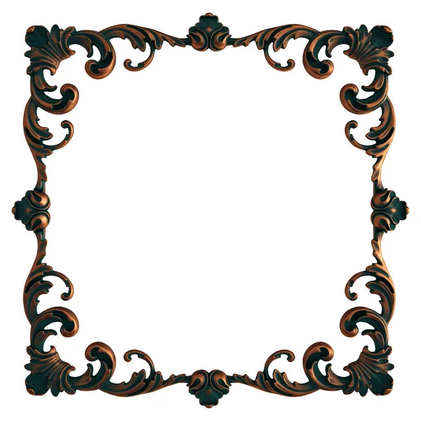 Koper frame decoratieve segmenten naadloos patroon op een witte achtergrond. luxe snijwerk decoratie. geïsoleerd — Stockfoto