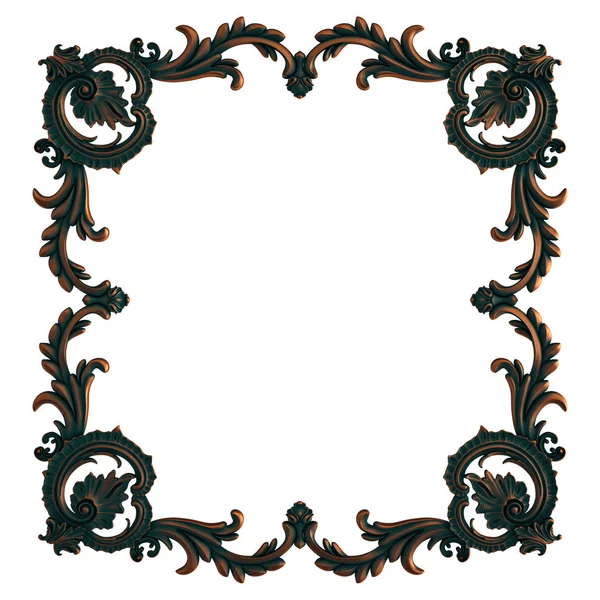 Cadre en cuivre segments ornementaux motif sans couture sur un fond blanc. décoration de sculpture de luxe. Isolé — Photo