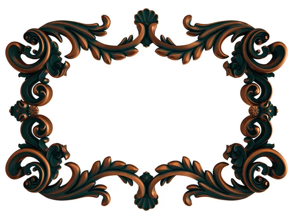 Marco de cobre segmentos ornamentales patrón sin costura sobre un fondo blanco. decoración de talla de lujo. Aislado — Foto de Stock