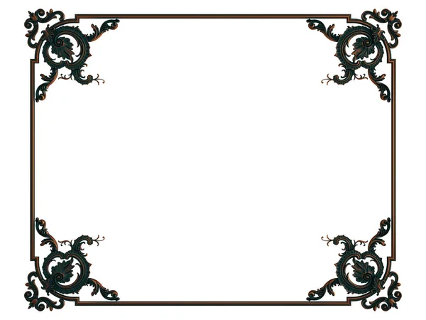 Χαλκός πλαίσιο διακοσμητικά τμήματα αδιάλειπτη μοτίβο σε λευκό φόντο. πολυτελή γλυπτική διακόσμηση. Μεμονωμένα — Φωτογραφία Αρχείου
