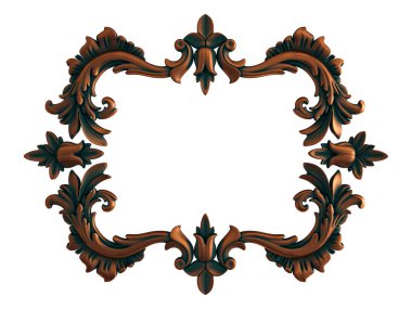 Beyaz arka planda yeşil işlemeli bakır süsleme koleksiyonu. İzole edilmiş