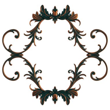 Beyaz arka planda yeşil işlemeli bakır süsleme koleksiyonu. İzole edilmiş