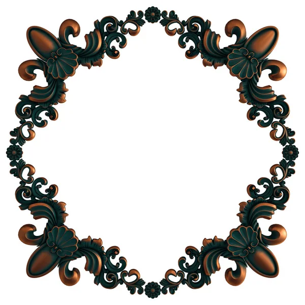 Colección de adornos de cobre con pátina verde sobre fondo blanco. Aislado —  Fotos de Stock