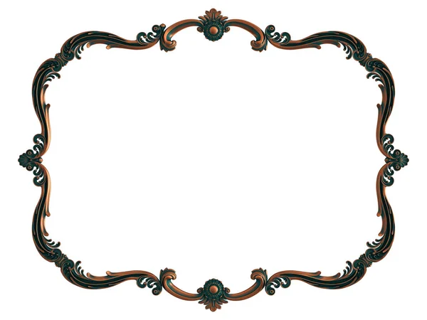 Colección de adornos de cobre con pátina verde sobre fondo blanco. Aislado — Foto de Stock