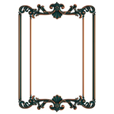 Beyaz arka planda yeşil işlemeli bakır süsleme koleksiyonu. İzole edilmiş