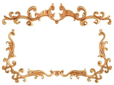 Beyaz arkaplandaki altın süslemeler kusursuz desen. Lüks oymacılık. İzole edilmiş