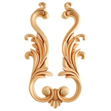 Beyaz arkaplandaki altın süslemeler kusursuz desen. Lüks oymacılık. İzole edilmiş