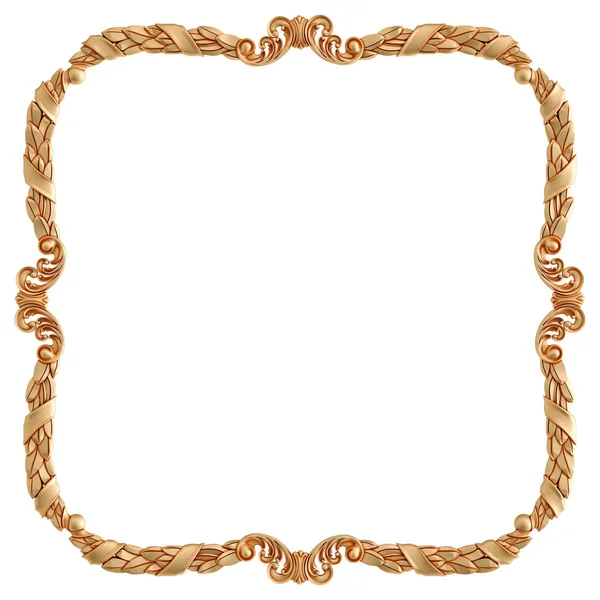 Золотая рамка орнаментальные сегменты плавный узор на белом фоне. роскошные украшения для резьбы. Isolated — стоковое фото