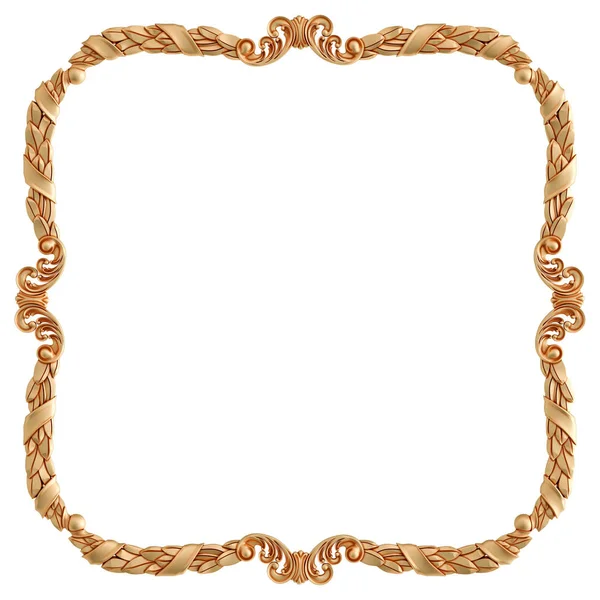 Golden frame ornamental segmentos sem costura padrão em um fundo branco. decoração de escultura de luxo. Isolados — Fotografia de Stock