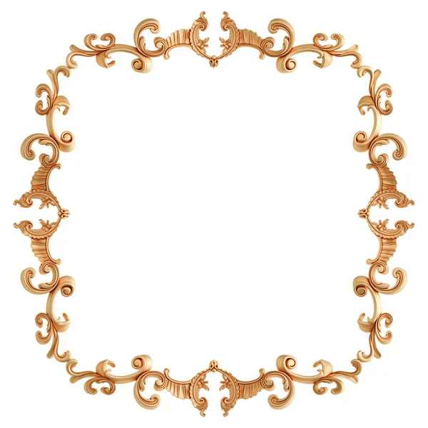 Golden frame ornamental segmentos sem costura padrão em um fundo branco. decoração de escultura de luxo. Isolados — Fotografia de Stock