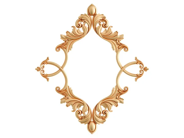 Golden frame ornamental segmentos sem costura padrão em um fundo branco. decoração de escultura de luxo. Isolados — Fotografia de Stock