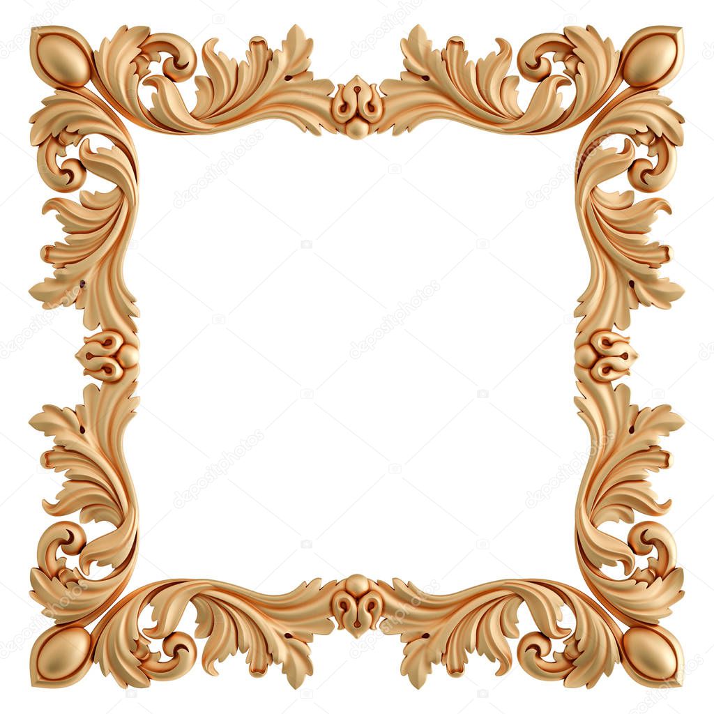 Golden frame ornamental segments seamless pattern on a white background. luxury carving decoration. Isolated
