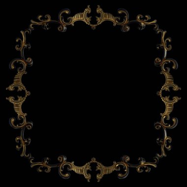 Siyah bir arka planda altın Patina ile siyah süsleme. Izole