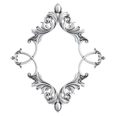 Beyaz arka planda Crome süsleme segmentleri kusursuz desen. Lüks oymacılık. İzole edilmiş