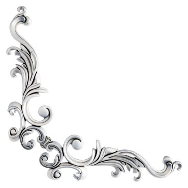 Beyaz arka planda Crome süsleme segmentleri kusursuz desen. Lüks oymacılık. İzole edilmiş