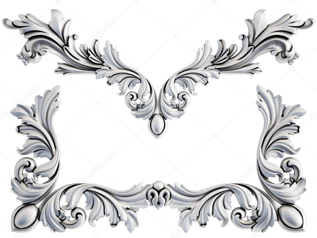 Crome ornamental segments seamless pattern on a white background. luxury carving decoration. Isolated