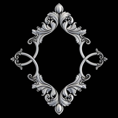 Siyah bir arka plan üzerinde krom süsleme. İzole